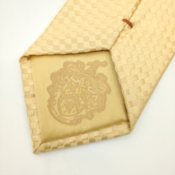 Donald J. Trump Signature Collection Silk Tie Metallic Yellow Checkered - Picture 5 of 7